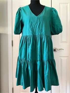 a.n.a Teal Babydoll Dress Cotton Small